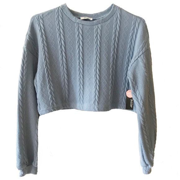 NWT ARDENE GIRL'S BLUE LONG SLEEVE CROP SWEATER SIZE XS - Picture 1 of 7